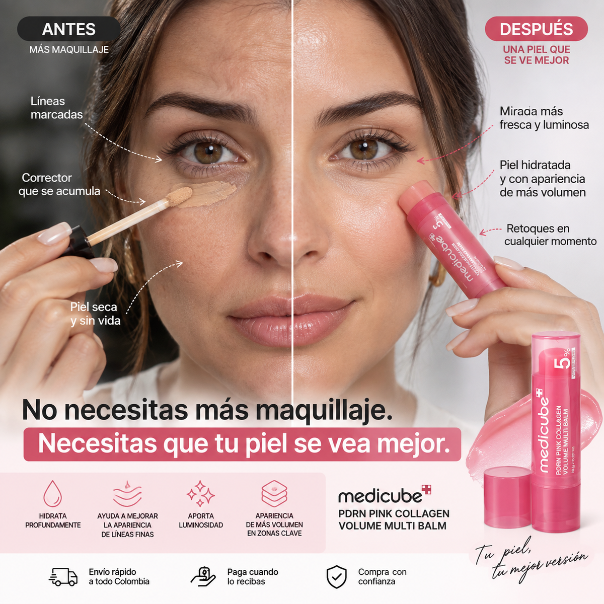Medicube PDRN Pink Collagen Multi Balm | Bálsamo Facial Efecto Glow y Volumen