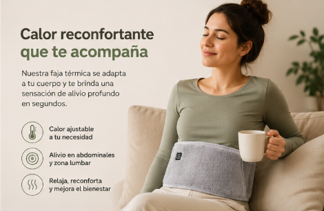 Faja Térmica Eléctrica Recargable de Alivio Lumbar y Abdominal