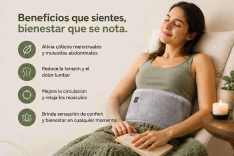 Faja Térmica Eléctrica Recargable de Alivio Lumbar y Abdominal