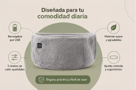 Faja Térmica Eléctrica Recargable de Alivio Lumbar y Abdominal
