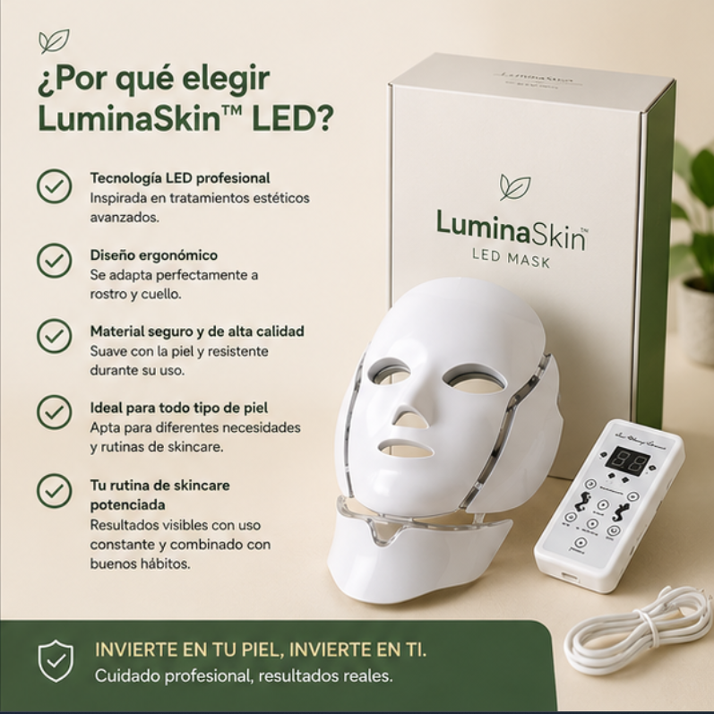 LuminaSkin™ LED | Máscara Facial de Fototerapia LED