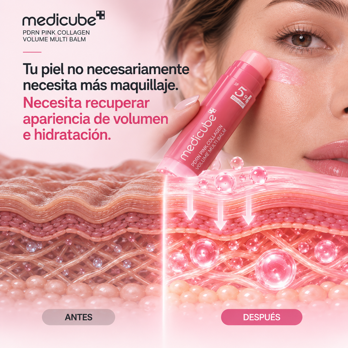 Medicube PDRN Pink Collagen Multi Balm | Bálsamo Facial Efecto Glow y Volumen